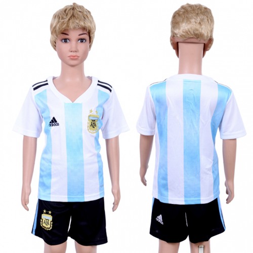 Argentina Blank Home Kid Soccer Country Jersey - Click Image to Close